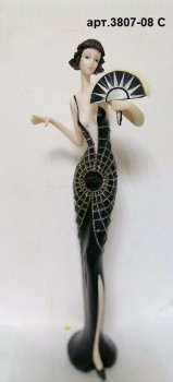 девушка в черном с веером статуя ― ИГРУШКИ И СУВЕНИРЫ ОПТОМ В НОВОСИБИРСКЕ