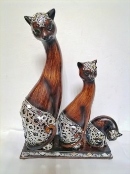 кошка статуэтка серебро 3шт ― ИГРУШКИ И СУВЕНИРЫ ОПТОМ В НОВОСИБИРСКЕ